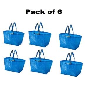 IKEA Reusable Frakta Tote Bag NEW NWT Blue Set Of 6